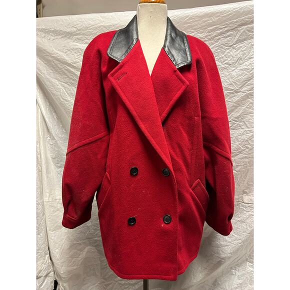 Vintage Cherry Red 100%Wool Double Breasted Fashions by Jill Jacket Made in USA - Picture 1 of 8